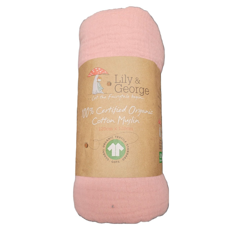 Organic Cotton Muslin Berry Pink
