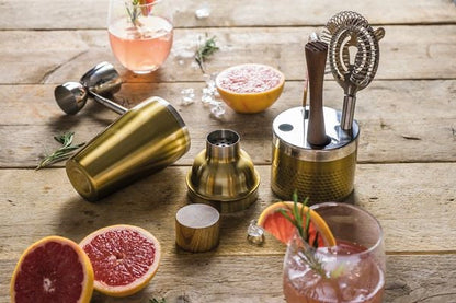 Bc Cocktail Set Hammered Brass 5pc